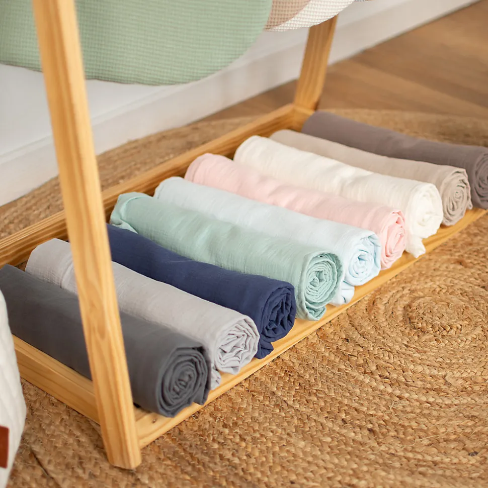 Drap housse couffin en double gaze à carreaux