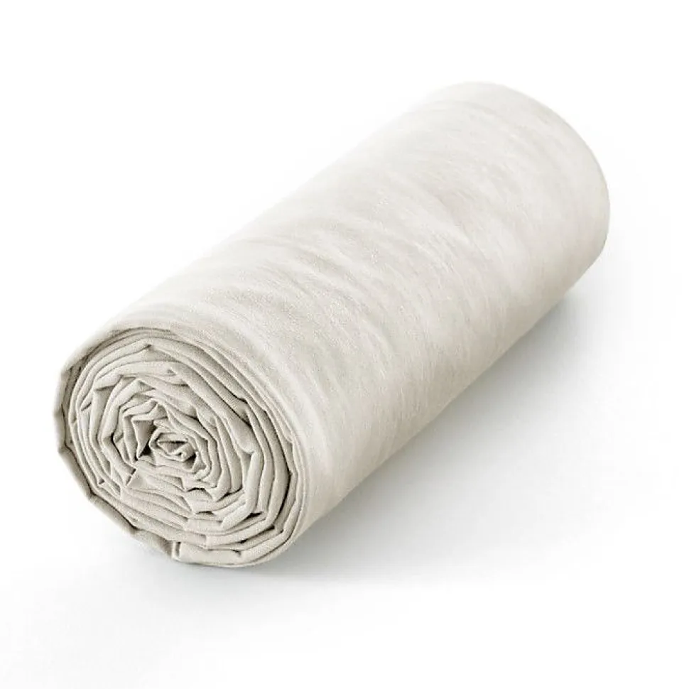 Drap housse "Drift" pur coton teint lavé 57 fils/cm² toutes dimensions - Ecru - 180 x 200 cm bonnet de 30 cm