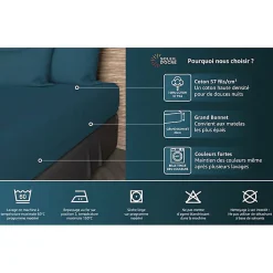 Drap housse en coton 57 fils 90x190 cm UNI brun, par Soleil d'ocre