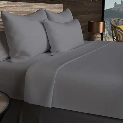 Drap housse en coton 57 fils 140x200 cm UNI gris, par Soleil d'ocre