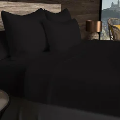 Drap housse en coton 57 fils 140x190 cm UNI noir, par Soleil d'ocre