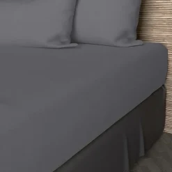 Drap housse en coton 57 fils 140x190 cm UNI gris, par Soleil d'ocre