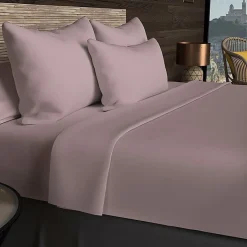 Drap housse en coton 57 fils 90x190 cm UNI vieux rose, par Soleil d'ocre