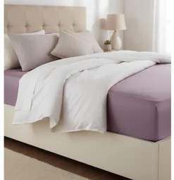 Drap housse en coton 57 fils Lilas