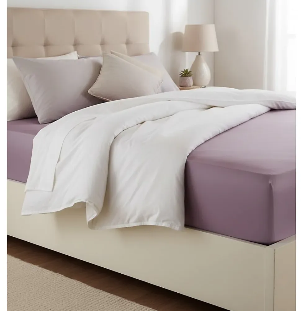 Drap housse en coton 57 fils Lilas