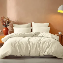 Drap housse en coton bonnet 30 cm Ecru 180x200 cm STUDIO