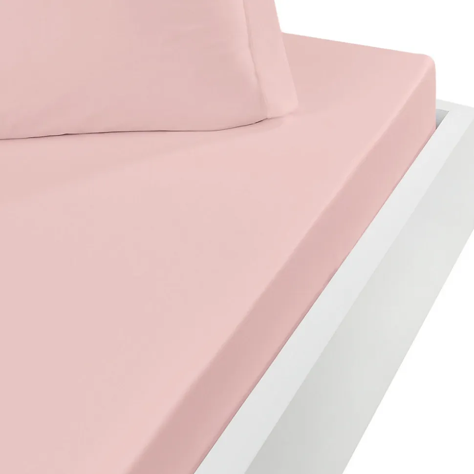 Drap housse en coton bonnet 30 cm Poudre 90x190 cm STUDIO
