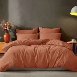 Drap housse en coton bonnet 30 cm Brique 80x200 cm STUDIO