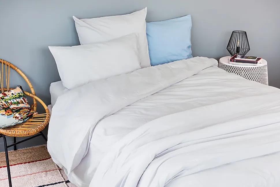 Drap housse en coton Lavé (160x200 cm - Gris Perle)