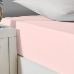 Drap housse en coton lavé biologique bonnet 30 cm Poudre 90x190 cm ORGANIKA