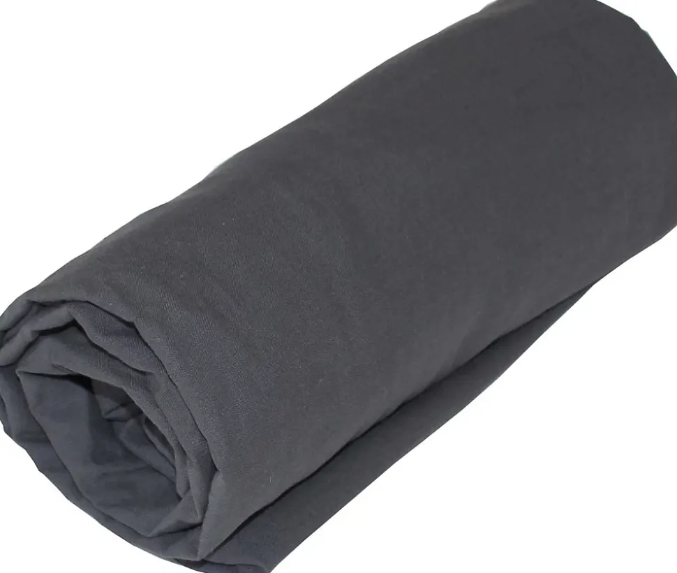 Drap housse en coton Lavé (80x200 cm - Gris anthracite)