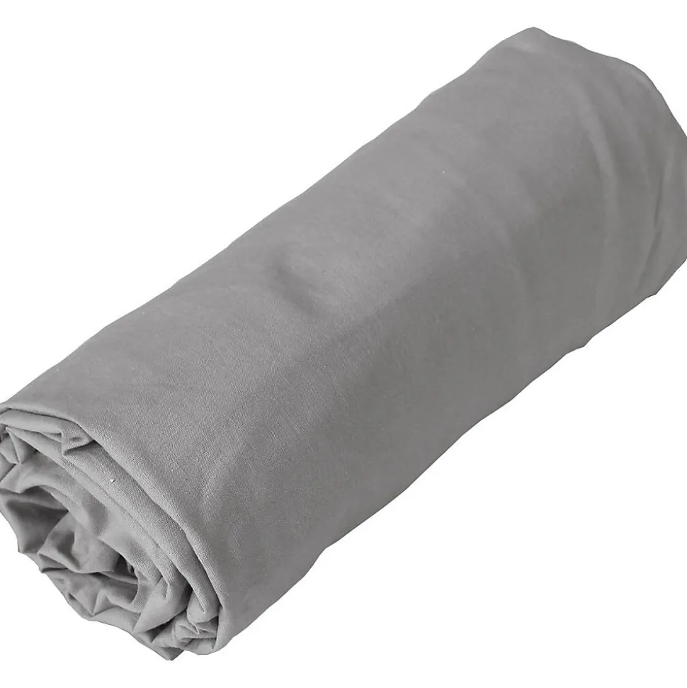 Drap housse en coton Lavé (140x190 cm - Gris)