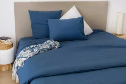 Drap housse en coton Lavé (140x190 cm - Bleu Pétrole)