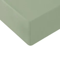 Drap housse en coton lavé biologique bonnet 30 cm Sauge 160x200 cm ORGANIKA