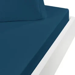Drap housse en flanelle de coton bonnet 30 cm Indigo 180x200 cm KLAPPEN