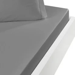 Drap housse en flanelle de coton bonnet 30 cm Gris Perle 80x200 cm KLAPPEN