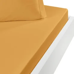 Drap housse en flanelle de coton bonnet 30 cm Caramel 120x190 cm KLAPPEN