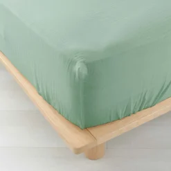 Drap Housse en gaze de coton (160x200 cm - Sauge)