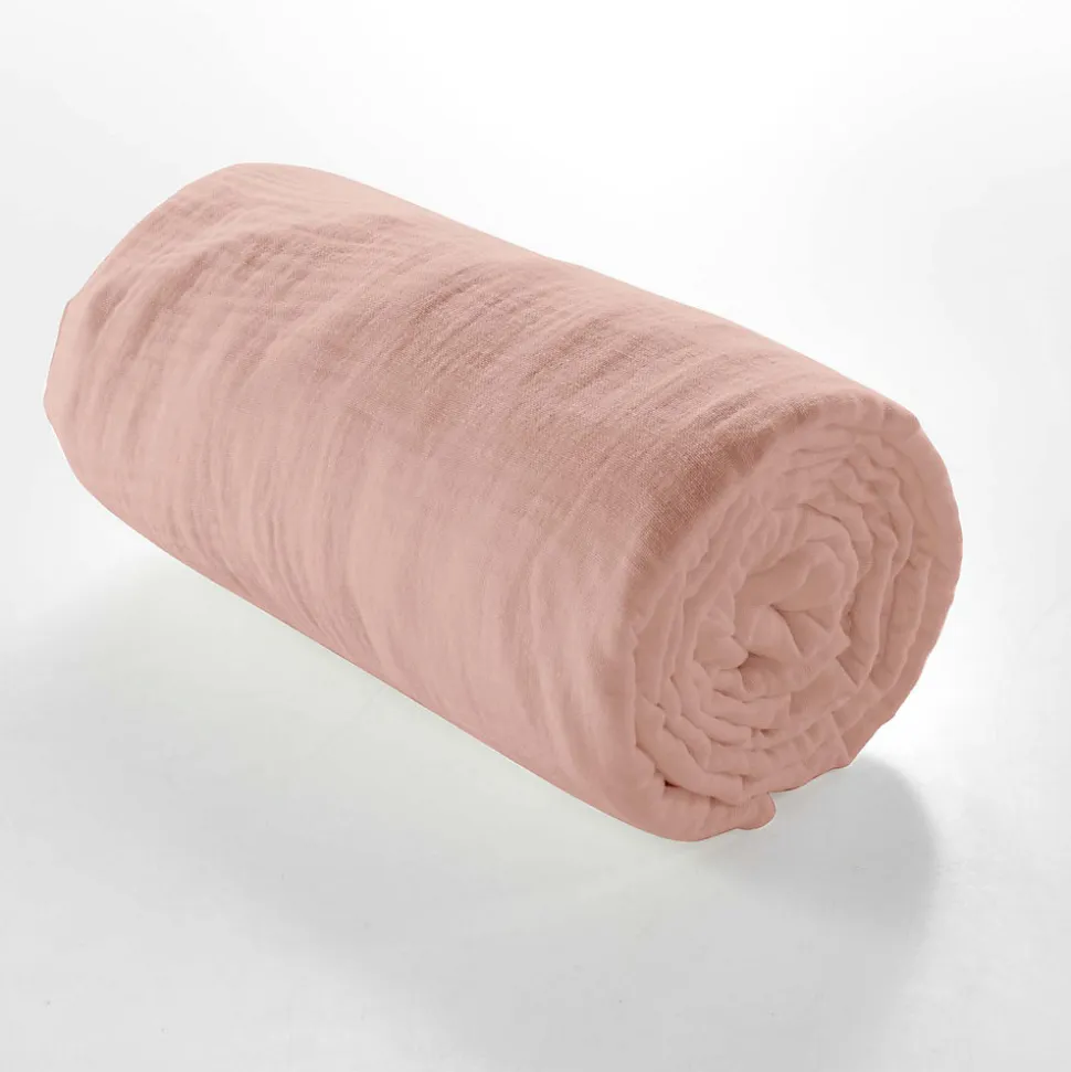 Drap Housse en gaze de coton (140x190 cm - Rose)