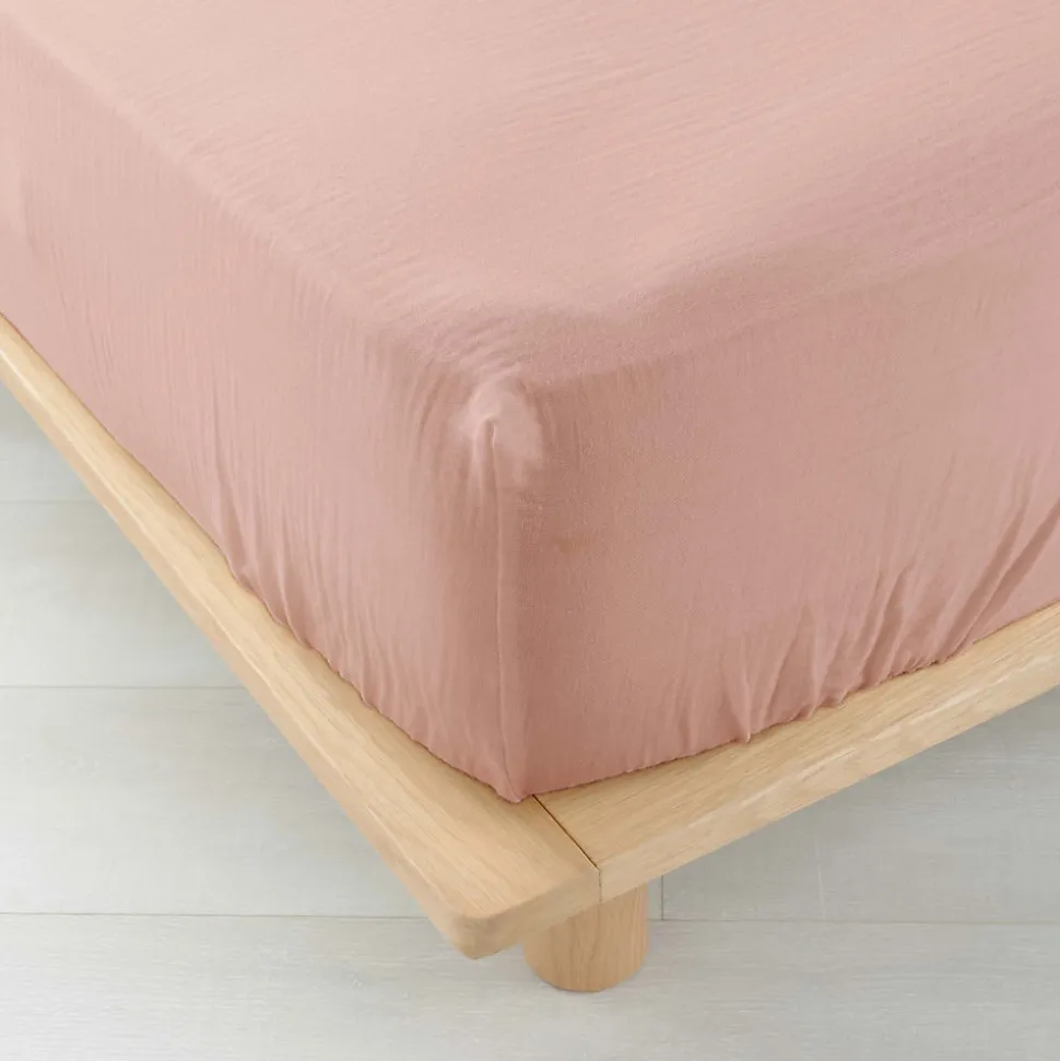 Drap Housse en gaze de coton (140x190 cm - Rose)