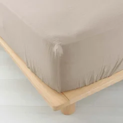 Drap Housse en gaze de coton (160x200 cm - Sable)
