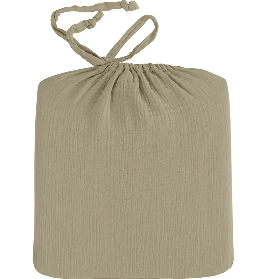 Drap housse en gaze de coton bonnet 30 cm Sable 160x200 cm LOFT