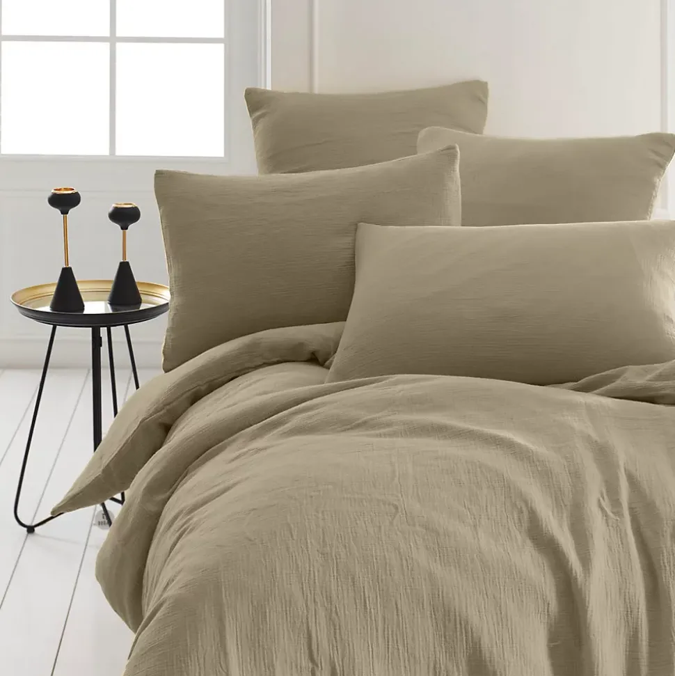 Drap housse en gaze de coton bonnet 30 cm Sable 160x200 cm LOFT