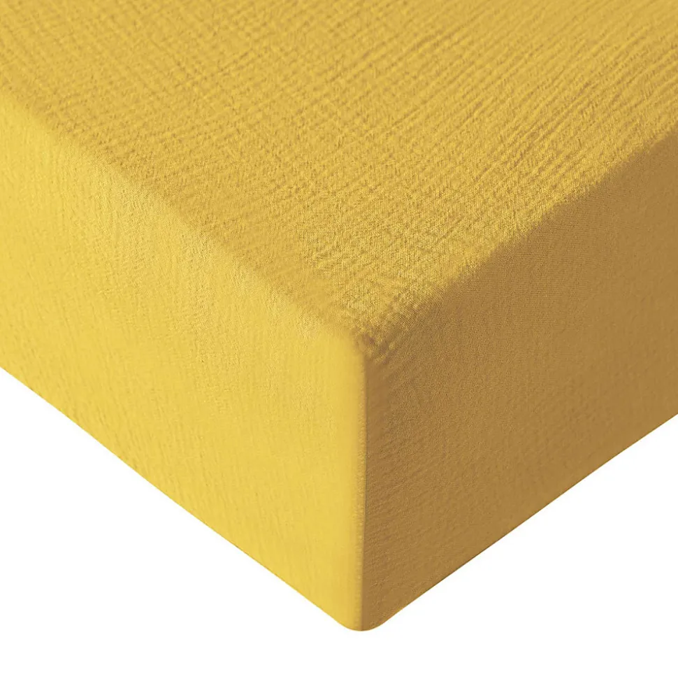 Drap housse en gaze de coton bonnet 30 cm Miel 80x200 cm LOFT