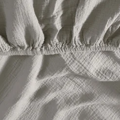 Drap housse en gaze de coton bonnet 30 cm Gris Perle 180x200 cm LOFT