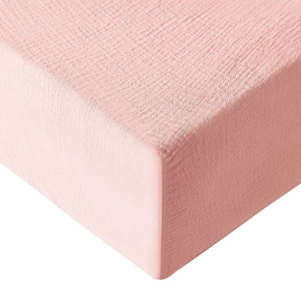 Drap housse en gaze de coton bonnet 30 cm Poudre 160x200 cm LOFT