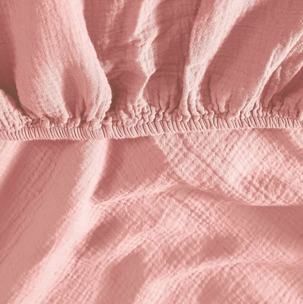 Drap housse en gaze de coton bonnet 30 cm Poudre 160x200 cm LOFT