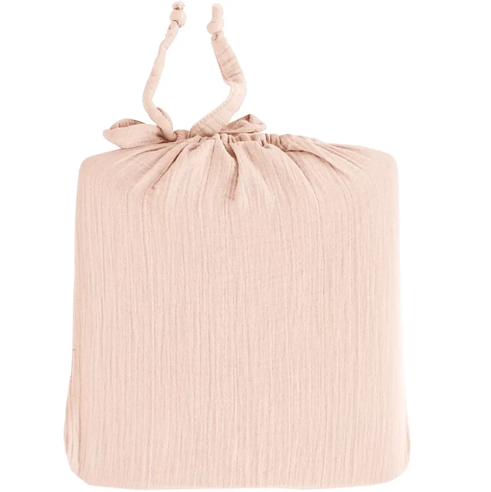 Drap housse en gaze de coton bonnet 30 cm Poudre 160x200 cm LOFT