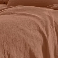 Drap housse en gaze de coton bonnet 30 cm Brique 160x200 cm LOFT