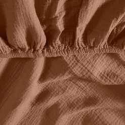 Drap housse en gaze de coton bonnet 30 cm Brique 160x200 cm LOFT