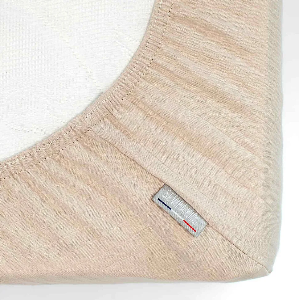 Drap housse en gaze de coton à carreaux