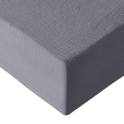 Drap housse en gaze de coton bonnet 30 cm Ardoise 160x200 cm LOFT