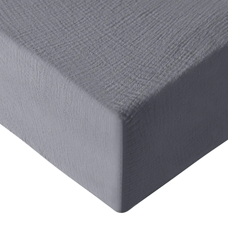 Drap housse en gaze de coton bonnet 30 cm Ardoise 160x200 cm LOFT