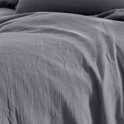 Drap housse en gaze de coton bonnet 30 cm Ardoise 160x200 cm LOFT