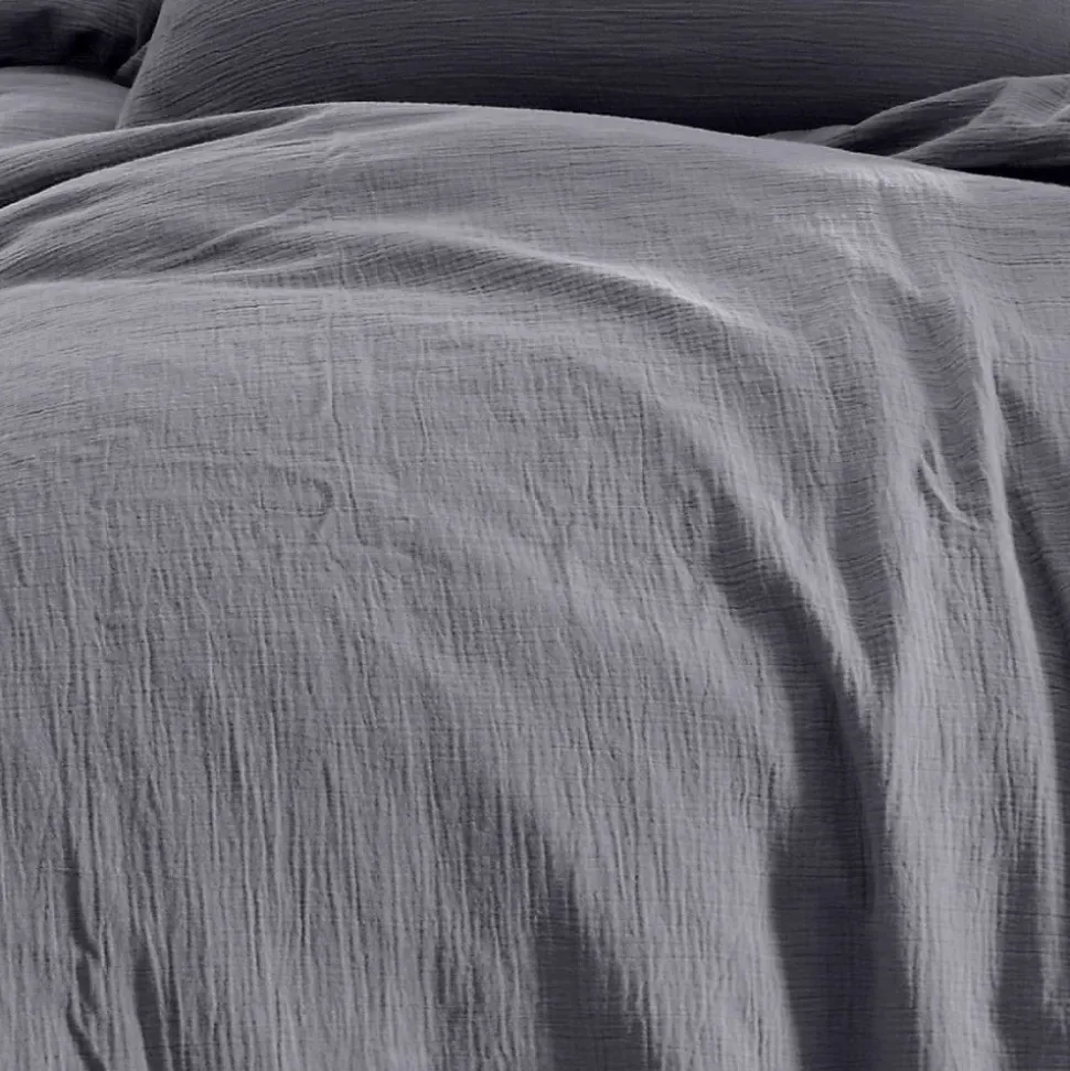 Drap housse en gaze de coton bonnet 30 cm Ardoise 160x200 cm LOFT