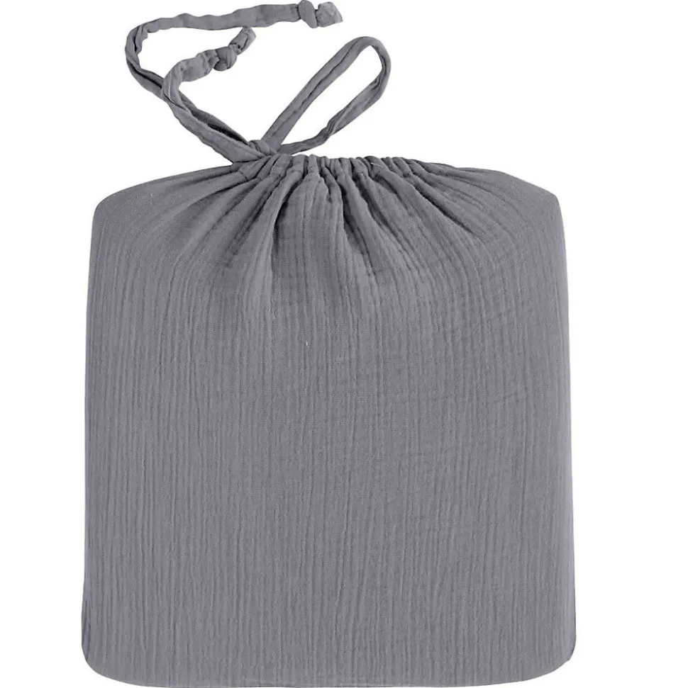 Drap housse en gaze de coton bonnet 30 cm Ardoise 160x200 cm LOFT