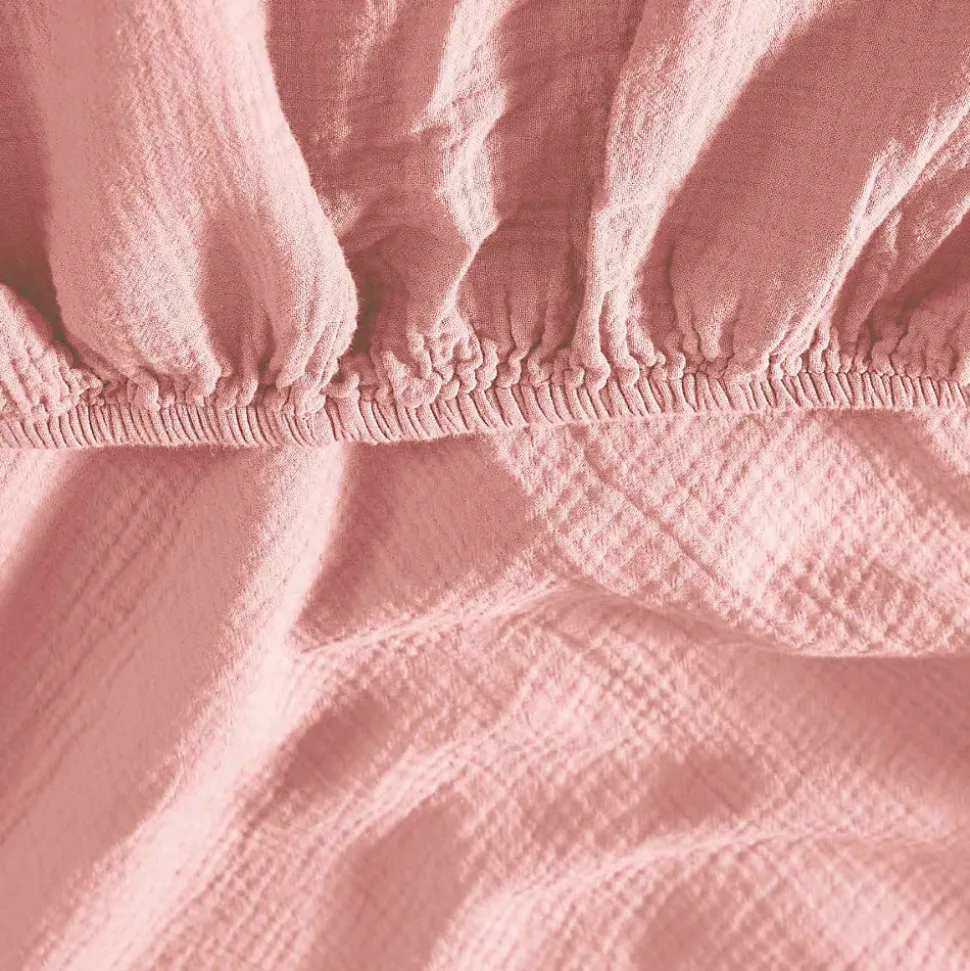 Drap housse en gaze de coton bonnet 30 cm Poudre 90x200 cm LOFT