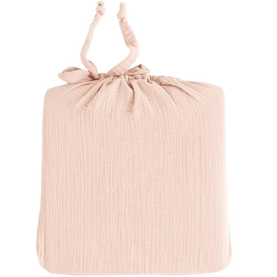 Drap housse en gaze de coton bonnet 30 cm Poudre 90x200 cm LOFT