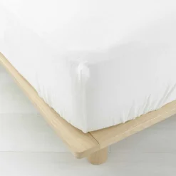 Drap Housse en gaze de coton (140x190 cm - Blanc)
