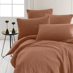 Drap housse en gaze de coton bonnet 30 cm Brique 140x200 cm LOFT