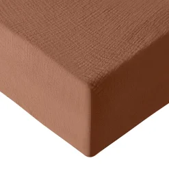 Drap housse en gaze de coton bonnet 30 cm Brique 140x200 cm LOFT