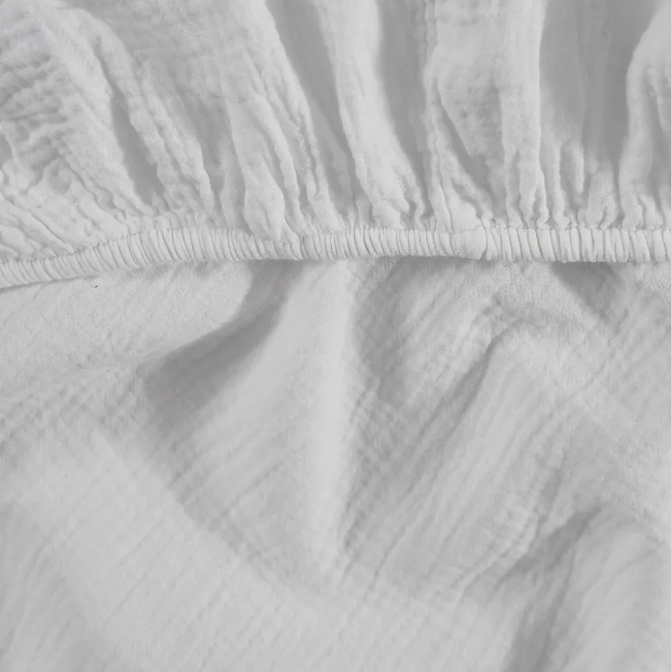 Drap housse en gaze de coton bonnet 30 cm Blanc 80x200 cm LOFT