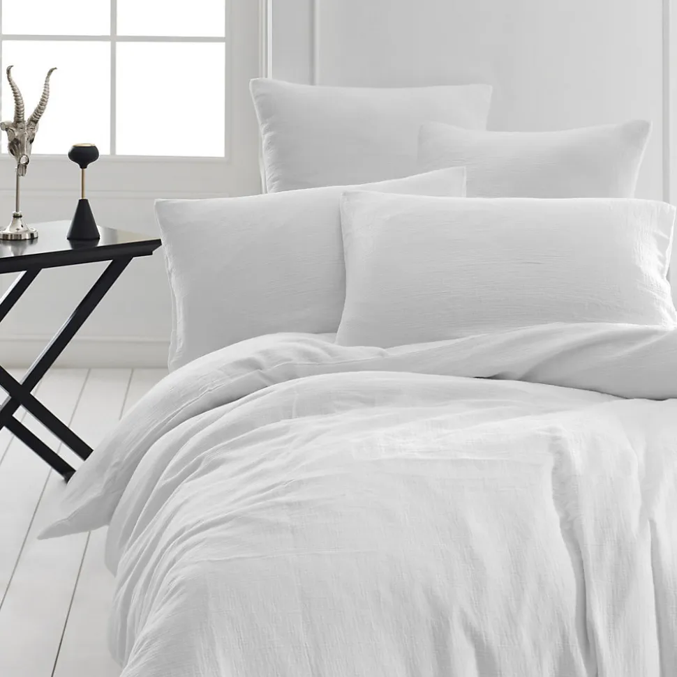 Drap housse en gaze de coton bonnet 30 cm Blanc 80x200 cm LOFT