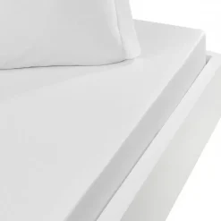 Drap housse en percale de coton bonnet 30 cm Blanc 140x190 cm SOFT PERCALE