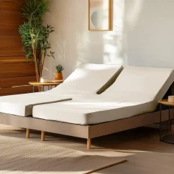 Drap housse en percale de coton pour lit articulé Ecru 180x200 cm SOFT PERCALE