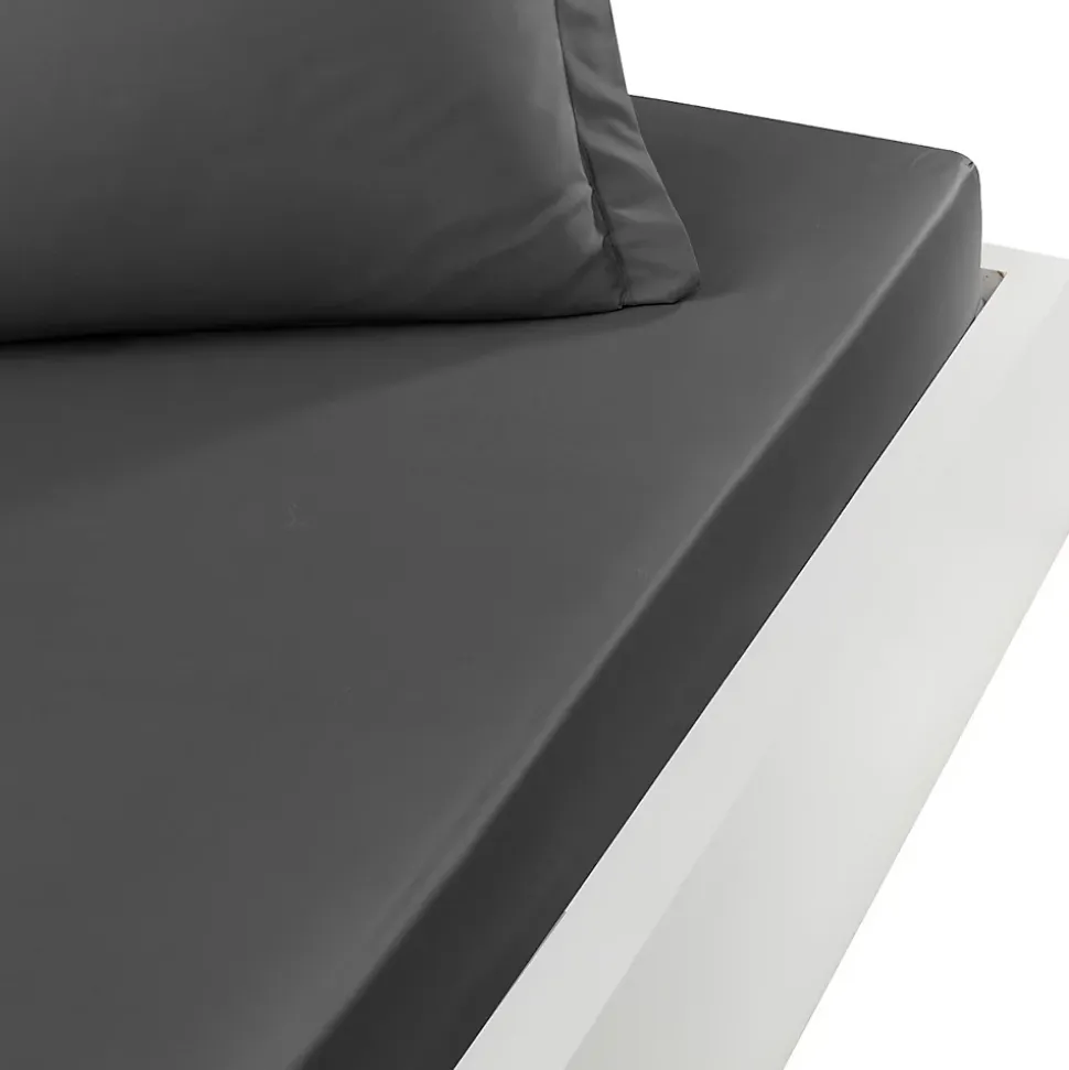 Drap housse en percale de coton bonnet 30 cm Anthracite 140x190 cm SOFT PERCALE